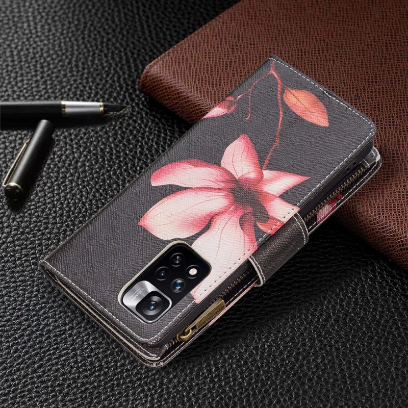 Fodral För Xiaomi Redmi Note 11 Pro Plus 5G Blommonficka Med Dragkedja