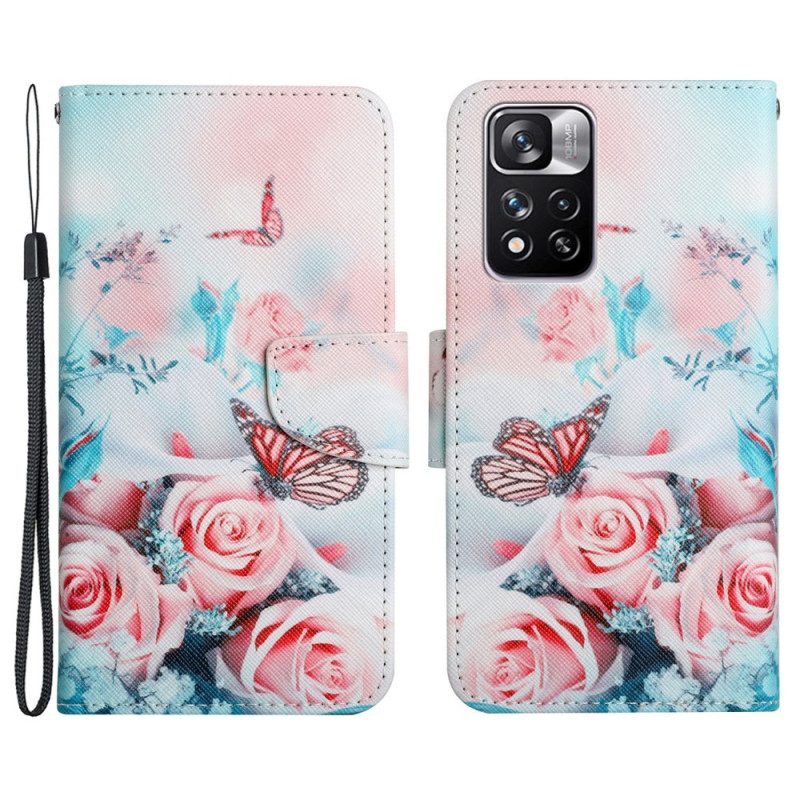 Fodral För Xiaomi Redmi Note 11 Pro Plus 5G Bukett Med Blommor Och Fjärilar