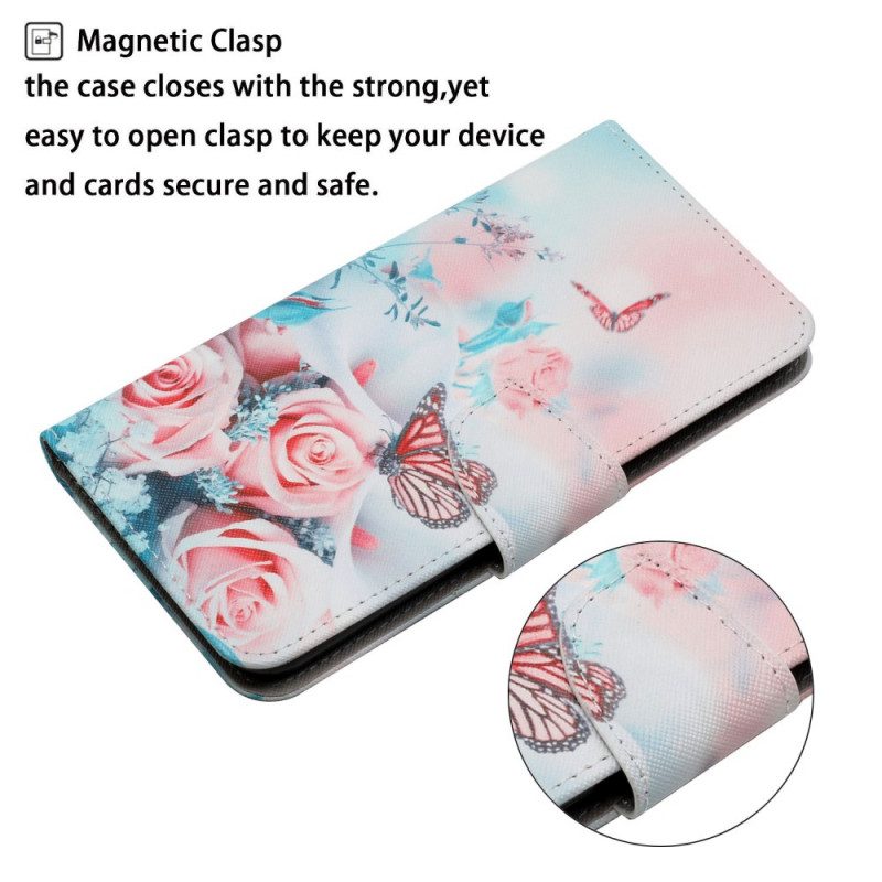 Fodral För Xiaomi Redmi Note 11 Pro Plus 5G Bukett Med Blommor Och Fjärilar