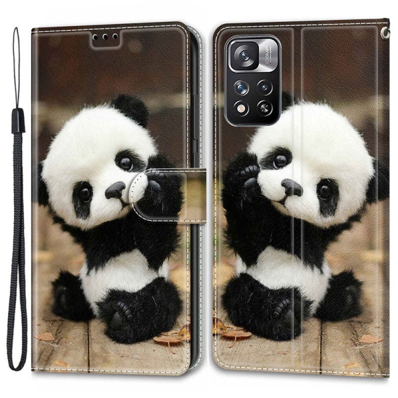 Fodral För Xiaomi Redmi Note 11 Pro Plus 5G Med Kedjar Lilla Panda Med Rem