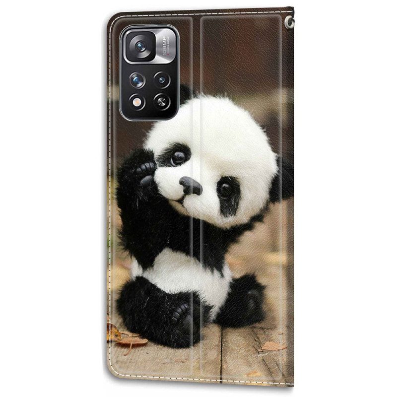 Fodral För Xiaomi Redmi Note 11 Pro Plus 5G Med Kedjar Lilla Panda Med Rem