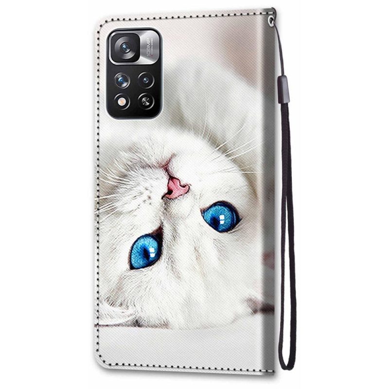 Fodral För Xiaomi Redmi Note 11 Pro Plus 5G Med Kedjar Vit Strappy Cat