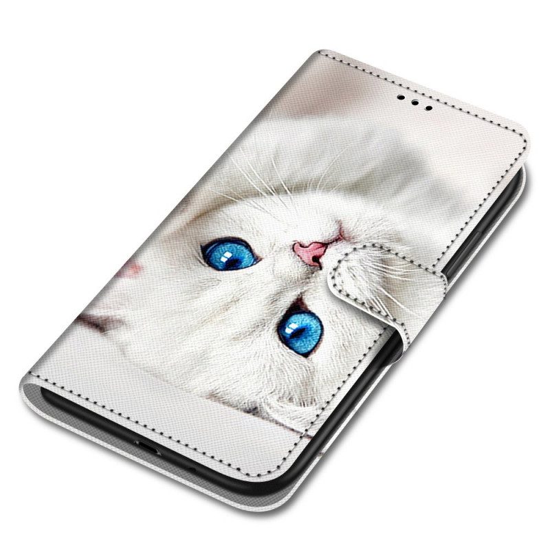 Fodral För Xiaomi Redmi Note 11 Pro Plus 5G Med Kedjar Vit Strappy Cat