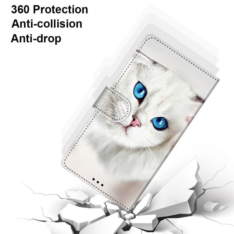 Fodral För Xiaomi Redmi Note 11 Pro Plus 5G Med Kedjar Vit Strappy Cat