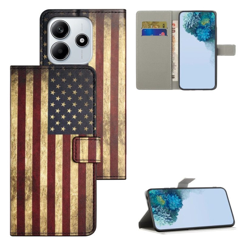 Fodral För Xiaomi Redmi Note 14 4g Amerikansk Vintageflagga