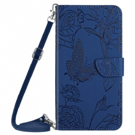 Fodral För Xiaomi Redmi Note 14 4g Axelrem Med Fjärilstryck