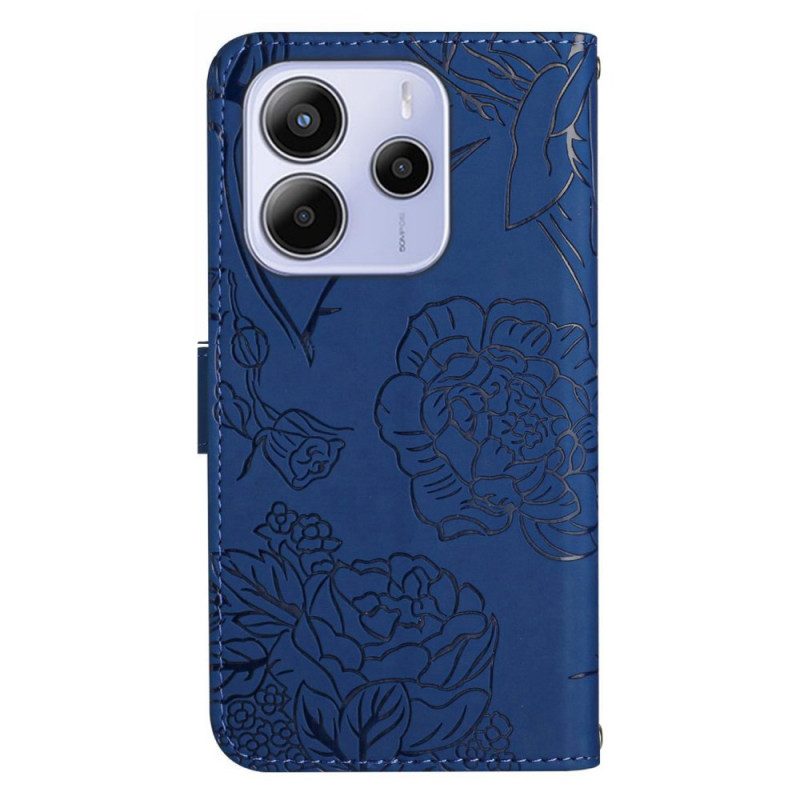Fodral För Xiaomi Redmi Note 14 4g Axelrem Med Fjärilstryck