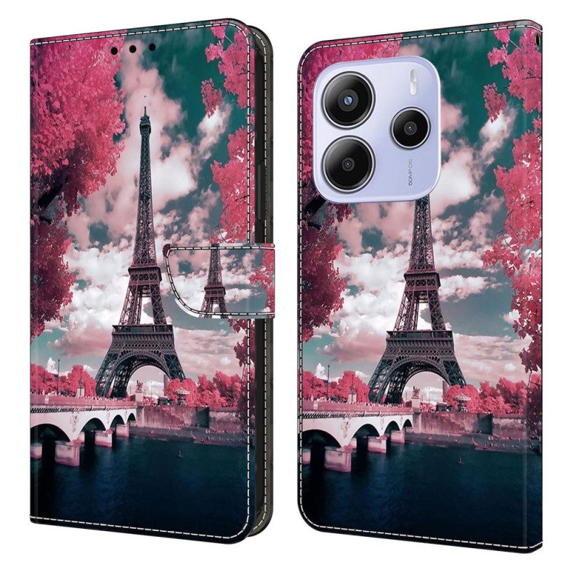 Fodral För Xiaomi Redmi Note 14 4g Blommigt Eiffeltorn