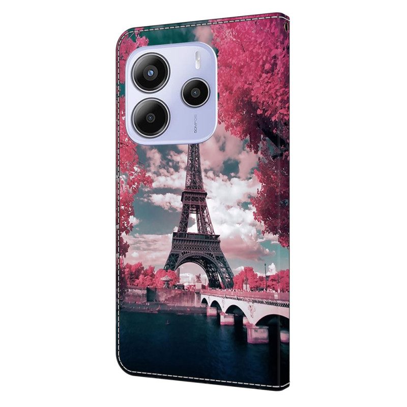 Fodral För Xiaomi Redmi Note 14 4g Blommigt Eiffeltorn