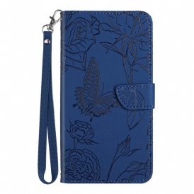 Fodral För Xiaomi Redmi Note 14 4g Fjärilstryck Med Rem