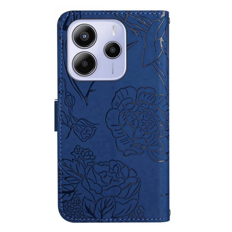 Fodral För Xiaomi Redmi Note 14 4g Fjärilstryck Med Rem