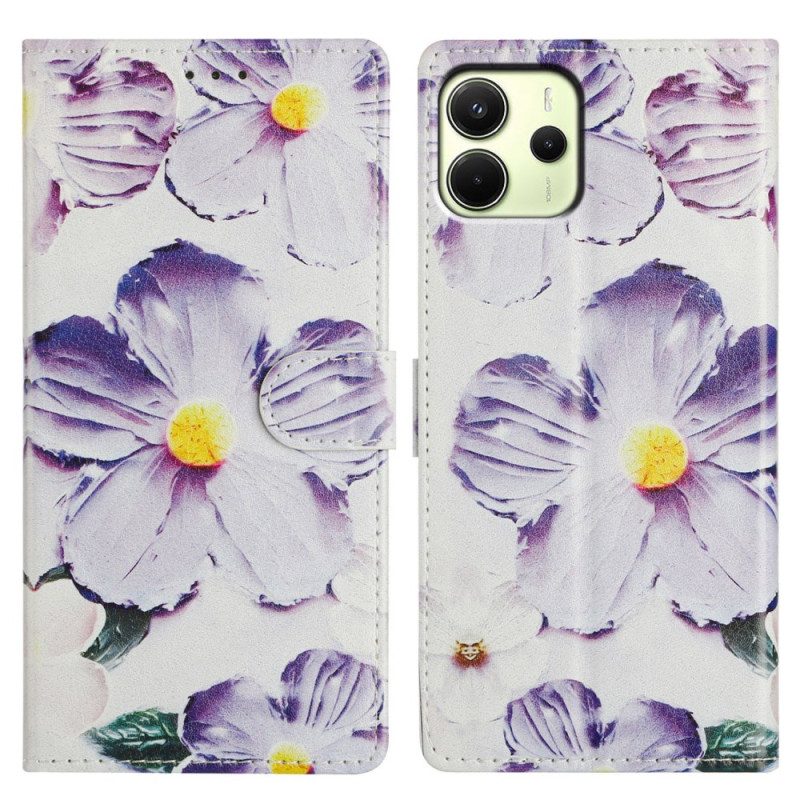 Fodral För Xiaomi Redmi Note 14 4g Lila Och Vita Blommor