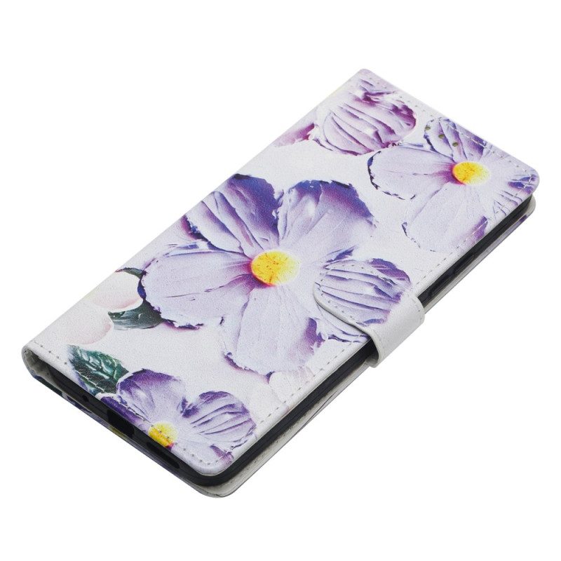 Fodral För Xiaomi Redmi Note 14 4g Lila Och Vita Blommor