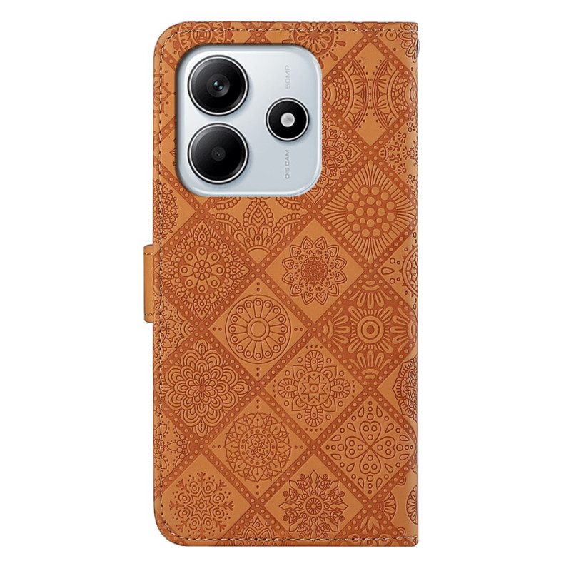 Fodral För Xiaomi Redmi Note 14 5g Etnisk Stil Med Rem