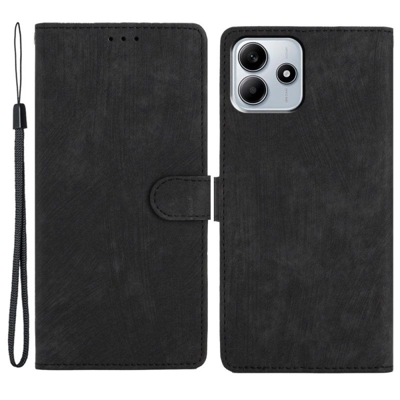 Fodral För Xiaomi Redmi Note 14 5g Mockaeffekt Med Rem