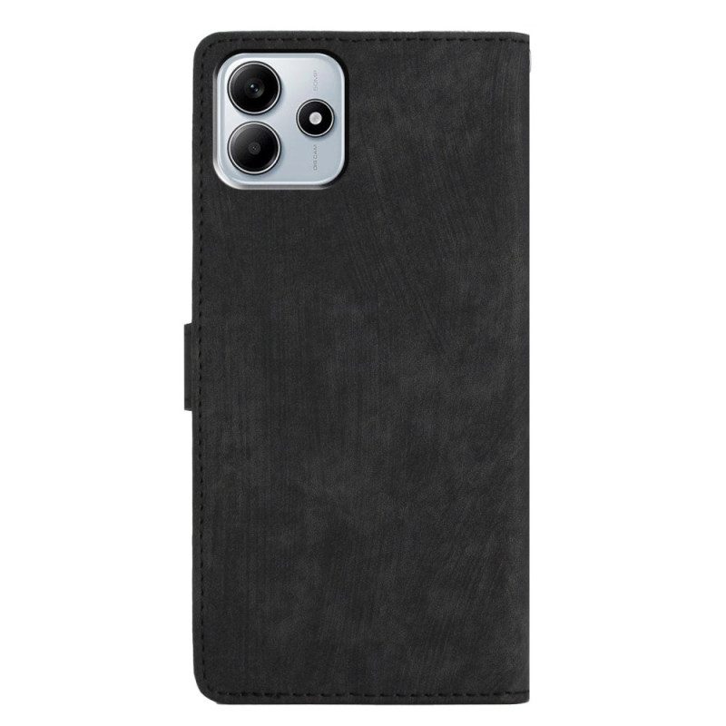 Fodral För Xiaomi Redmi Note 14 5g Mockaeffekt Med Rem