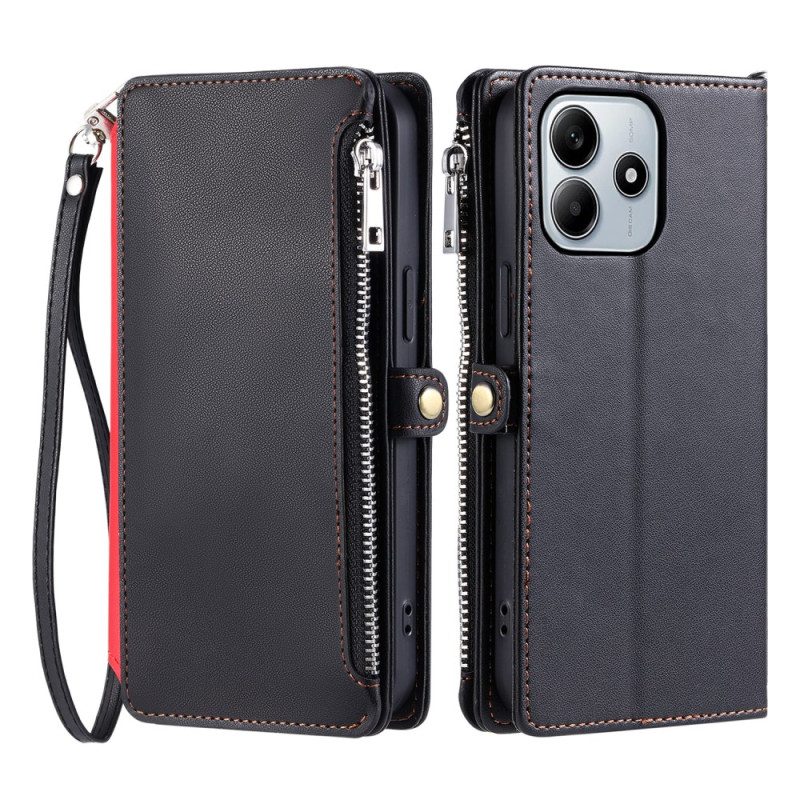 Fodral För Xiaomi Redmi Note 14 5g Plånbok Med Justerbar Rem