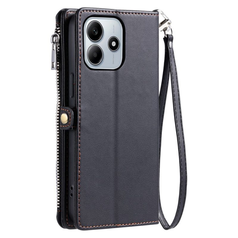 Fodral För Xiaomi Redmi Note 14 5g Plånbok Med Justerbar Rem