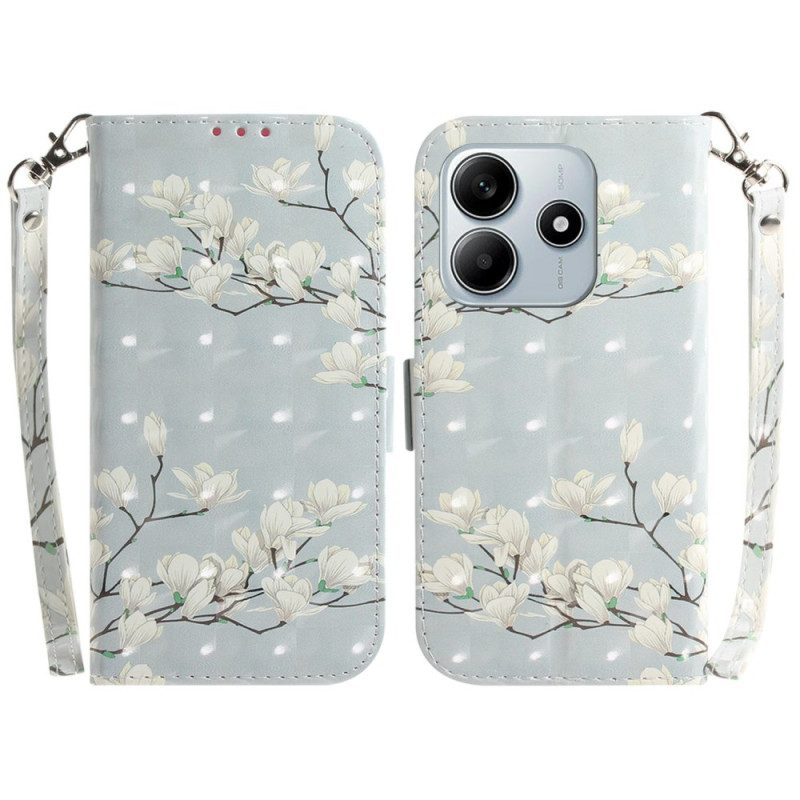 Fodral För Xiaomi Redmi Note 14 5g Snodd Med Akvarellblommor