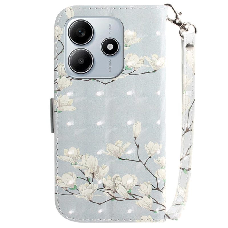 Fodral För Xiaomi Redmi Note 14 5g Snodd Med Akvarellblommor