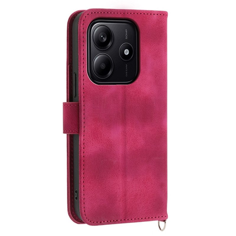 Fodral För Xiaomi Redmi Note 14 5g Spetsmönsterplånbok Med Rem Och Axelrem