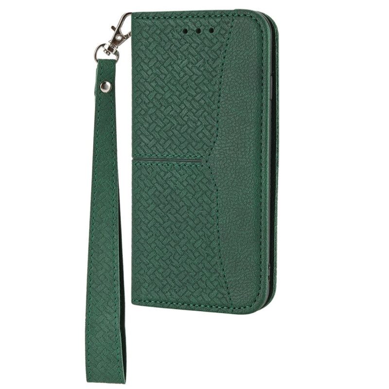 Fodral För Xiaomi Redmi Note 14 5g Vävd Textur Med Rem