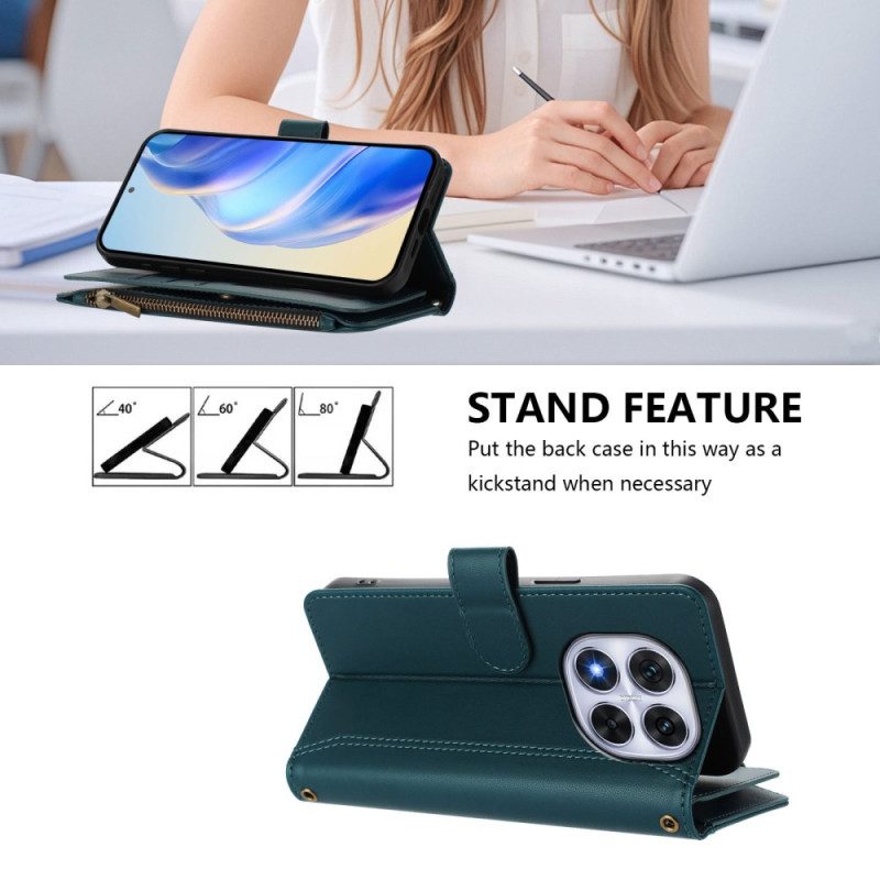 Fodral För Xiaomi Redmi Note 14 Pro 4g Plånbok Med 9 Kortplatser Och Snodd