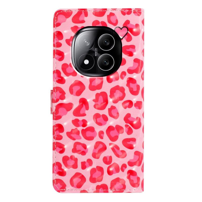 Fodral För Xiaomi Redmi Note 14 Pro Plus 5g Rosa Leopardmönster 3d