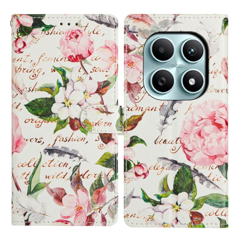 Fodral För Xiaomi Redmi Note 15 5g Gröna Blommor Och Löv