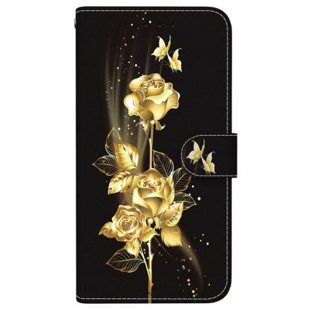 Fodral För Xiaomi Redmi Note 15 5g Guldfärgade Fjärilar Och Rosa