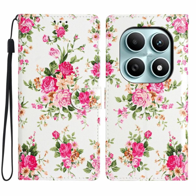 Fodral För Xiaomi Redmi Note 15 5g Röda Blommor