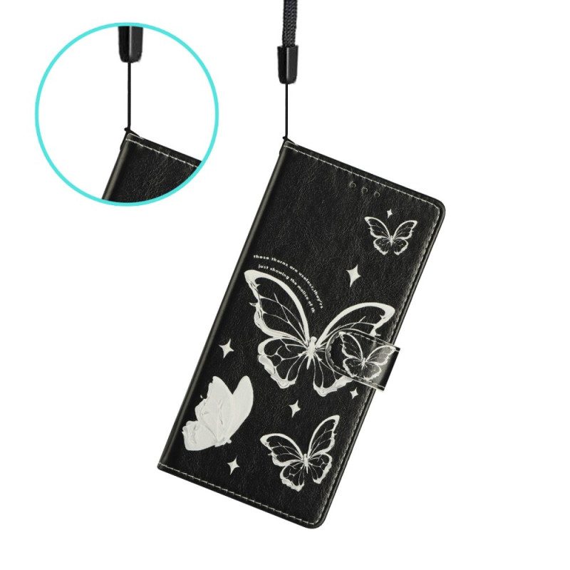 Fodral För Xiaomi Redmi Note 15 5g Svarta Och Vita Fjärilar