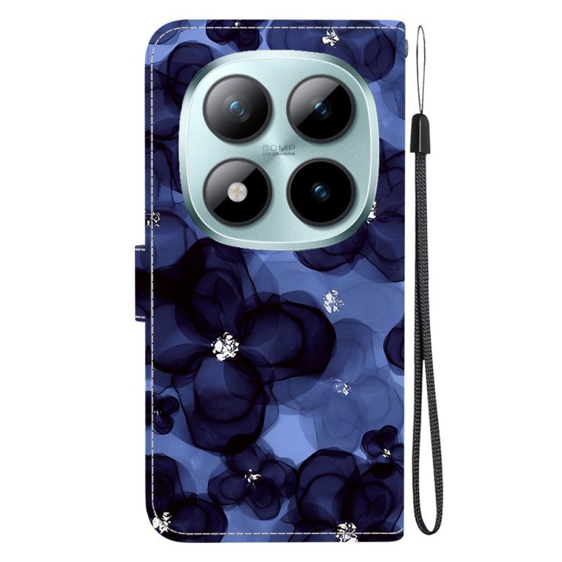 Fodral För Xiaomi Redmi Note 15 Pro 5g Blå Blommor