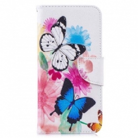Fodral För Xiaomi Redmi Note 7 Målade Fjärilar Och Blommor