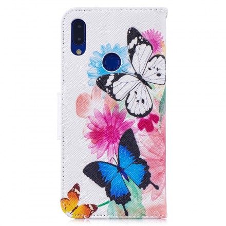 Fodral För Xiaomi Redmi Note 7 Målade Fjärilar Och Blommor