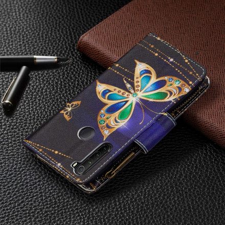 Fodral För Xiaomi Redmi Note 8T Gyllene Fjärilsficka Med Dragkedja