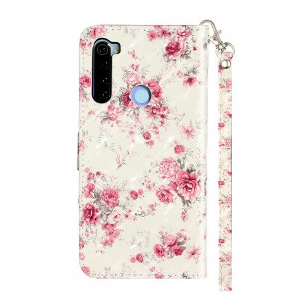 Fodral För Xiaomi Redmi Note 8T Med Kedjar Blommor Ljusa Fläckar Med Rem