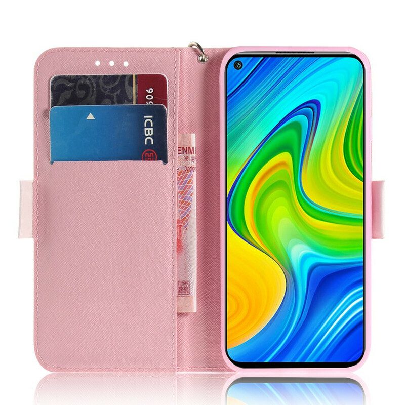 Fodral För Xiaomi Redmi Note 9 Med Kedjar Thong Blomträd