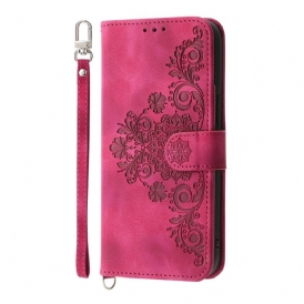 Fodral Poco X7 Pro 5g Blommönster Med Rem Och Axelrem