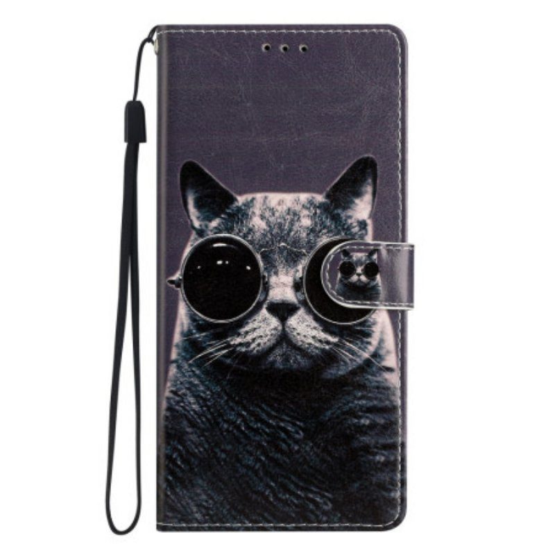 Fodral Xiaomi 12 Lite Med Kedjar Cat Strappy Glasögon