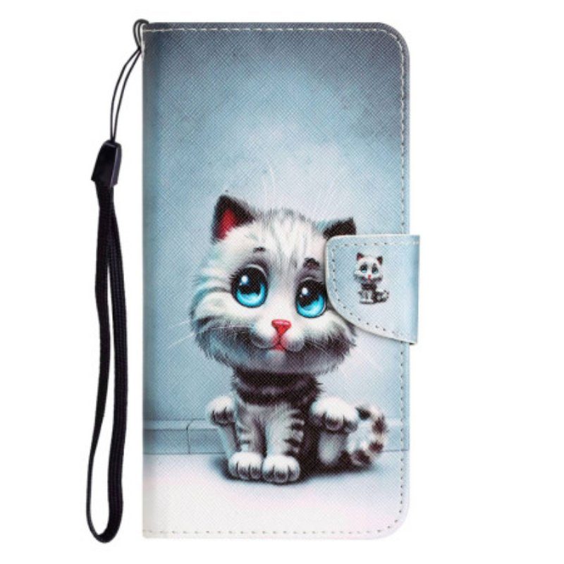 Fodral Xiaomi 12T / 12T Pro Med Kedjar Strappy Blue Eyed Cat