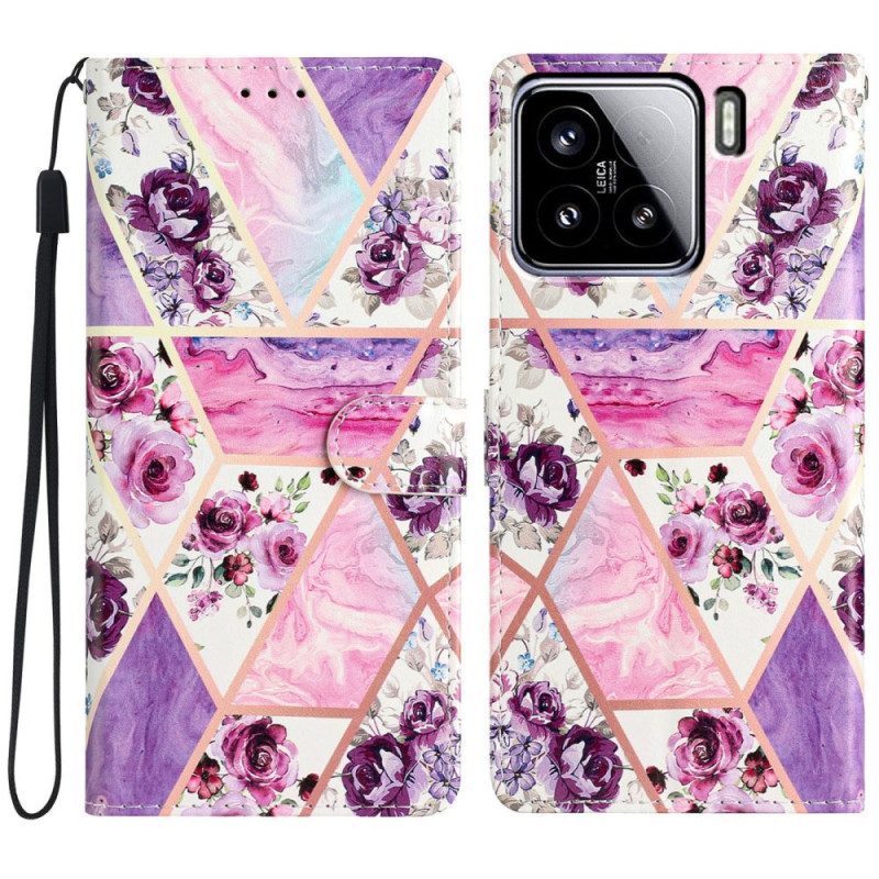 Fodral Xiaomi 15 Lila Blommönster