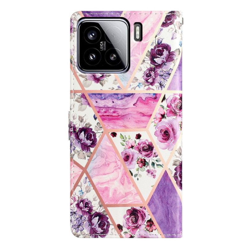 Fodral Xiaomi 15 Lila Blommönster