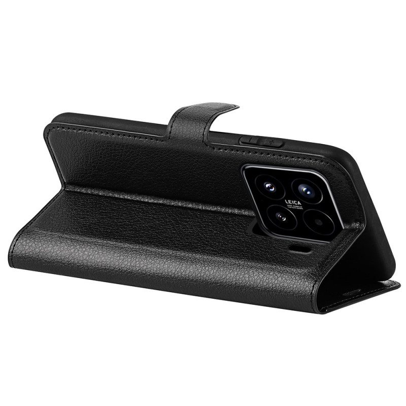 Fodral Xiaomi 15 Litchi-konstläder Klassisk