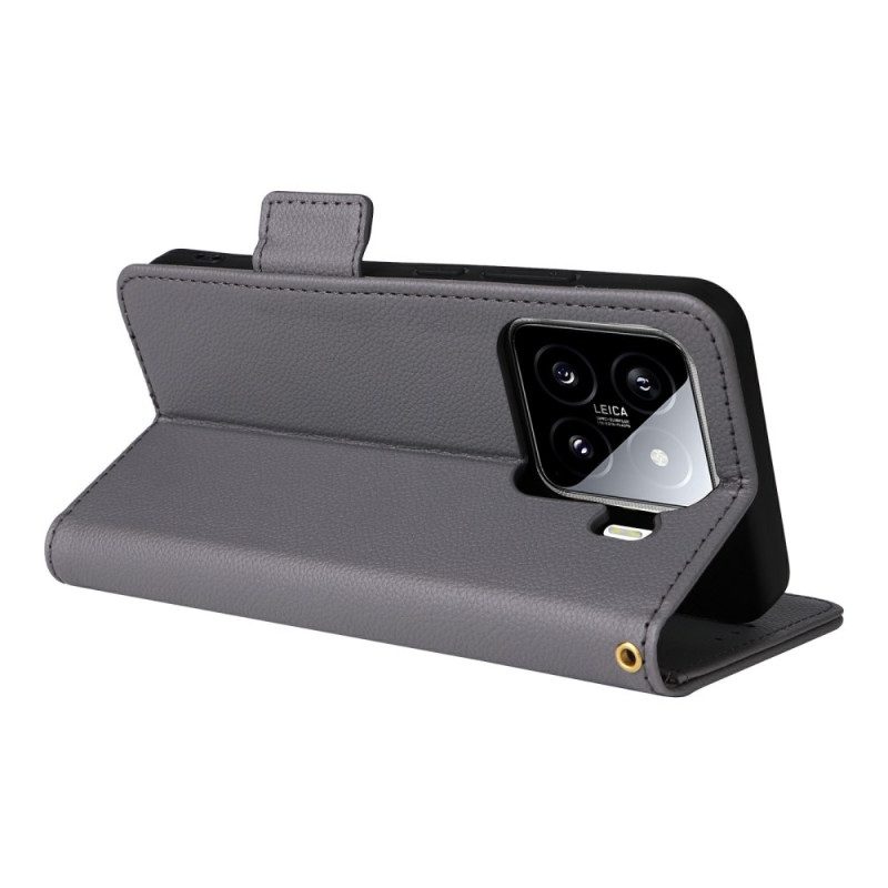 Fodral Xiaomi 15 Litchi-konstläder Med Rem
