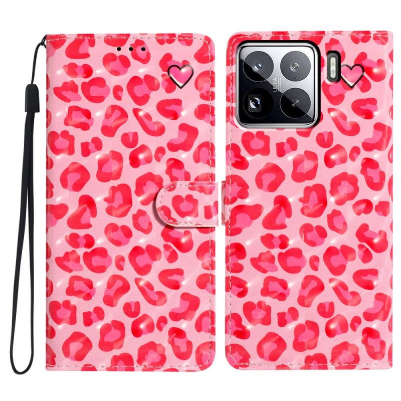 Fodral Xiaomi 15 Pro 3d-rosa Leopardmönster