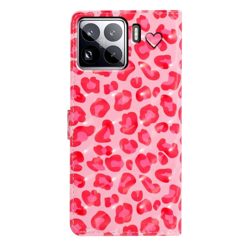 Fodral Xiaomi 15 Pro 3d-rosa Leopardmönster