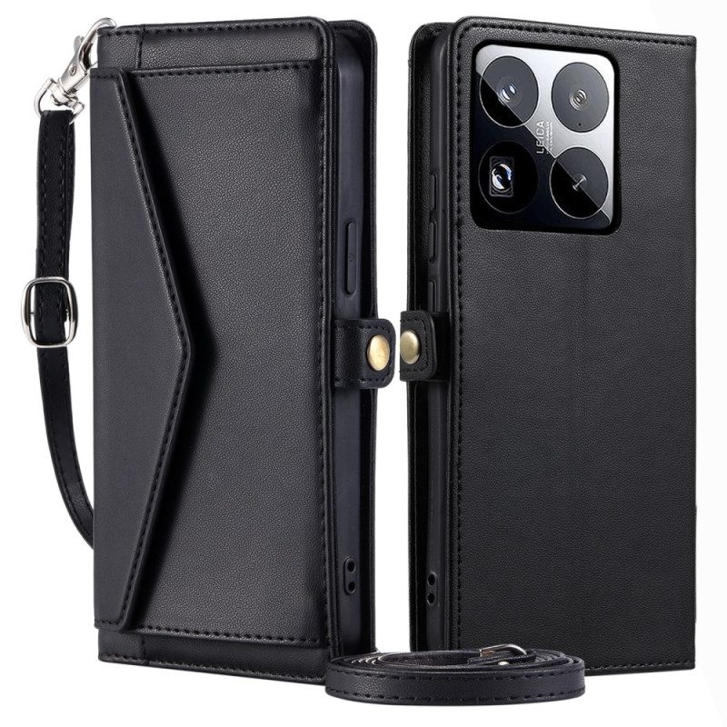Fodral Xiaomi 15 Pro Kuvertväska Med Rem Och Axelrem