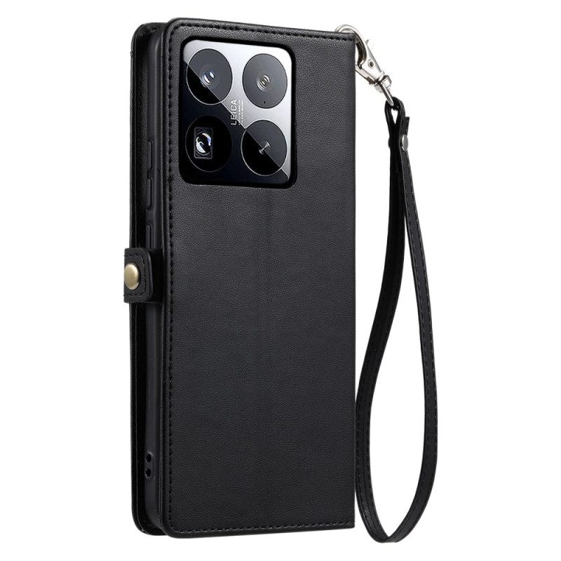 Fodral Xiaomi 15 Pro Kuvertväska Med Rem Och Axelrem