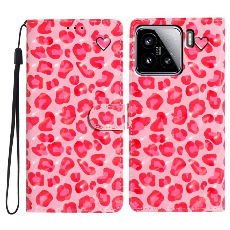 Fodral Xiaomi 15 Rosa Leopardmönster 3d